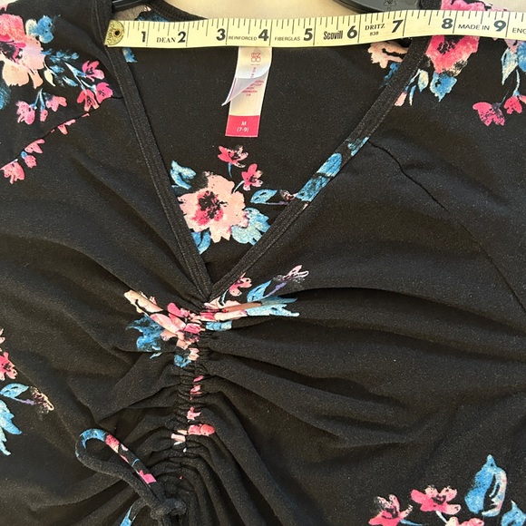 No Boundaries Girls Size 7-9 V-Neck Tie Front Floral Dress - Picture 10 of 11